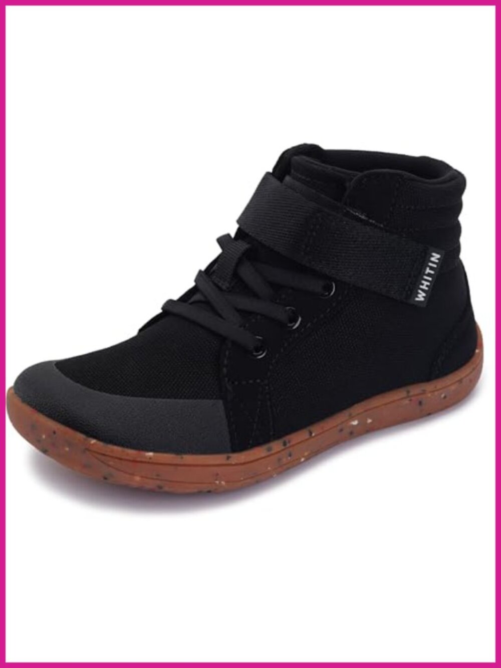 Kids Wide High Top Barefoot Athletic Shoes Hook & Loop Canvas